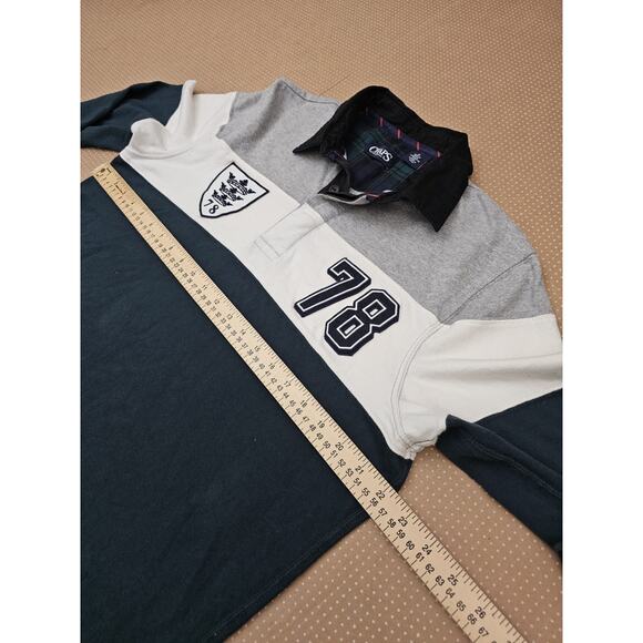 Chaps Polo Shirt Men's Size Medium Colorblock Vent Rugby Long Sleeve - Picture 11 of 12